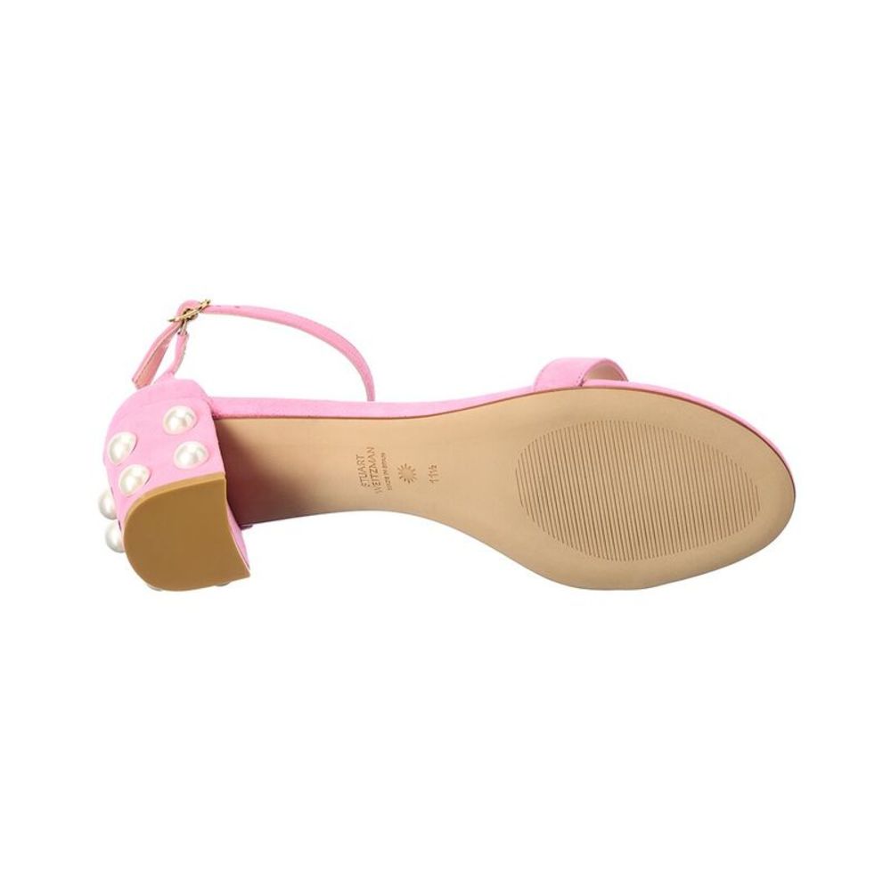 Stuart Weitzman Simple Pearls Suede Sandal, Pink - Picture 4 of 5